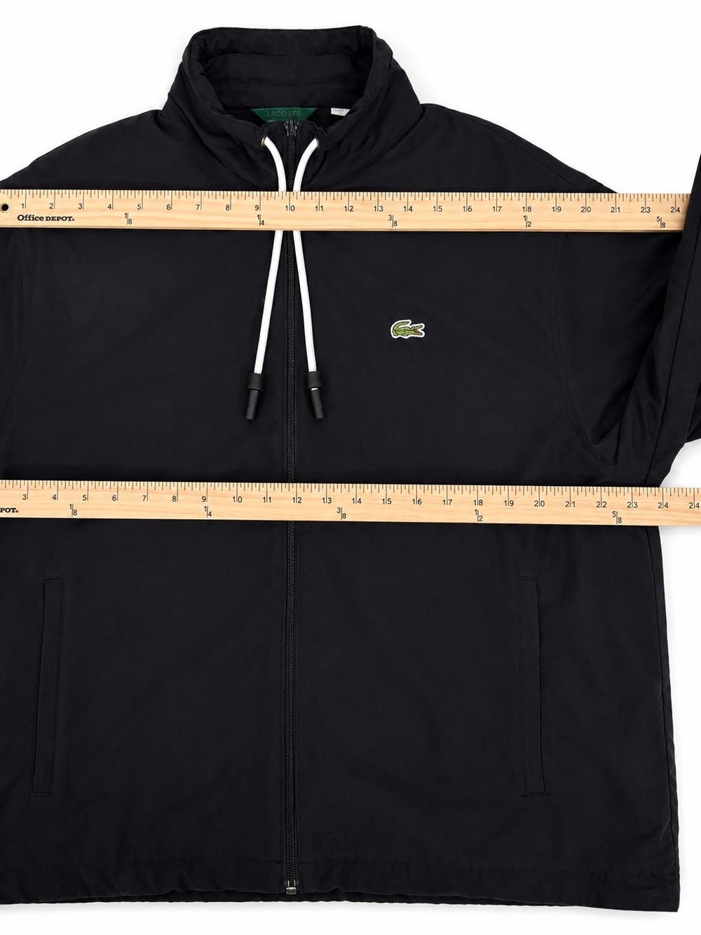 Lacoste Black Lined Full Zip Lightweight Jacket Detachable Hood Men’s Medium - Picture 4 of 11